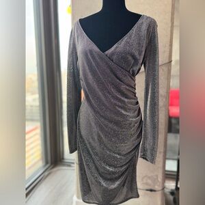 EUC: White House Black Market: Size 10 Silver and Black Metallic Dress